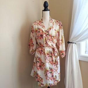 Floral Short Kimono Robe